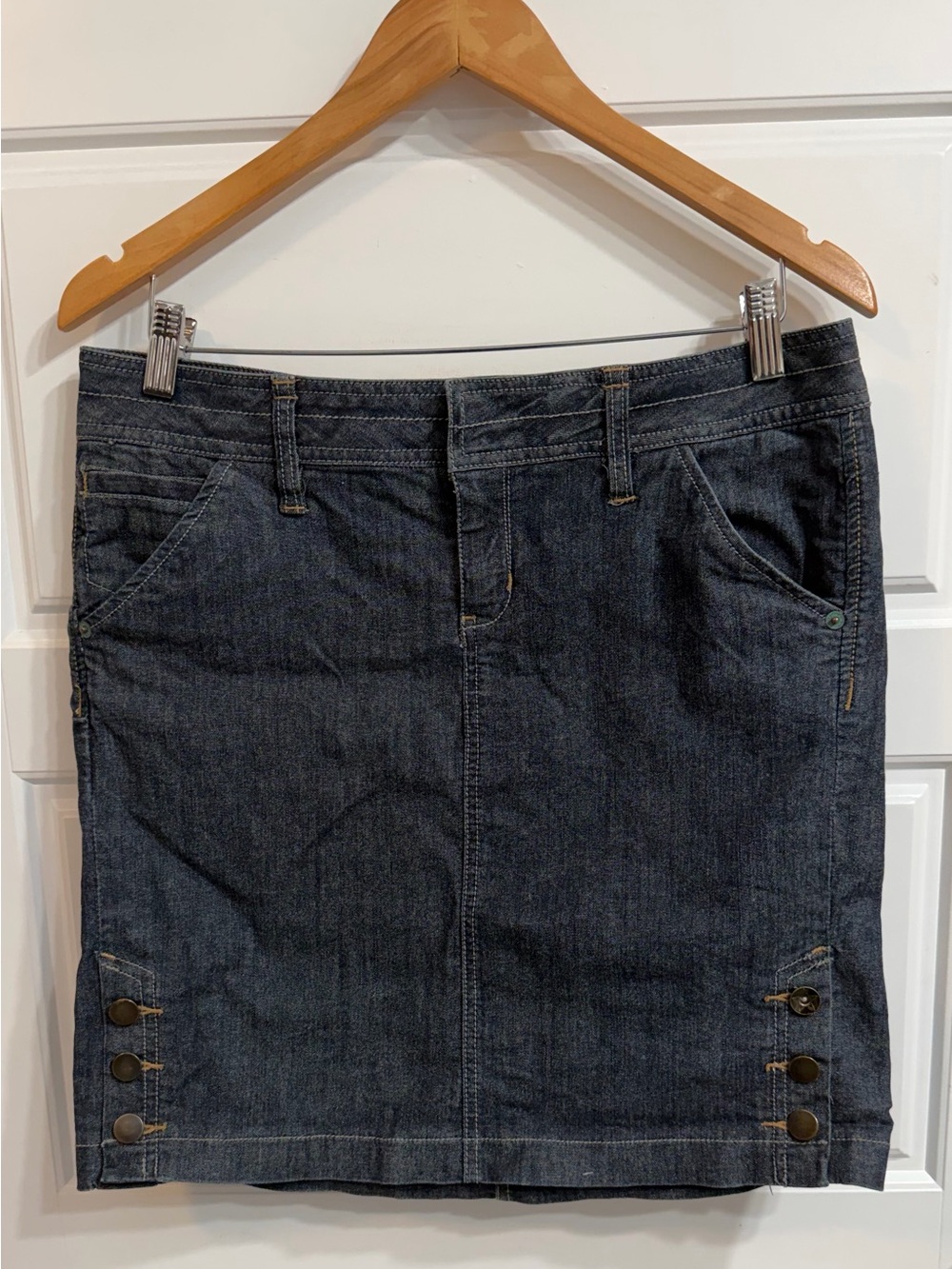 Converse Dark Denim Mini Skirt with Button Details